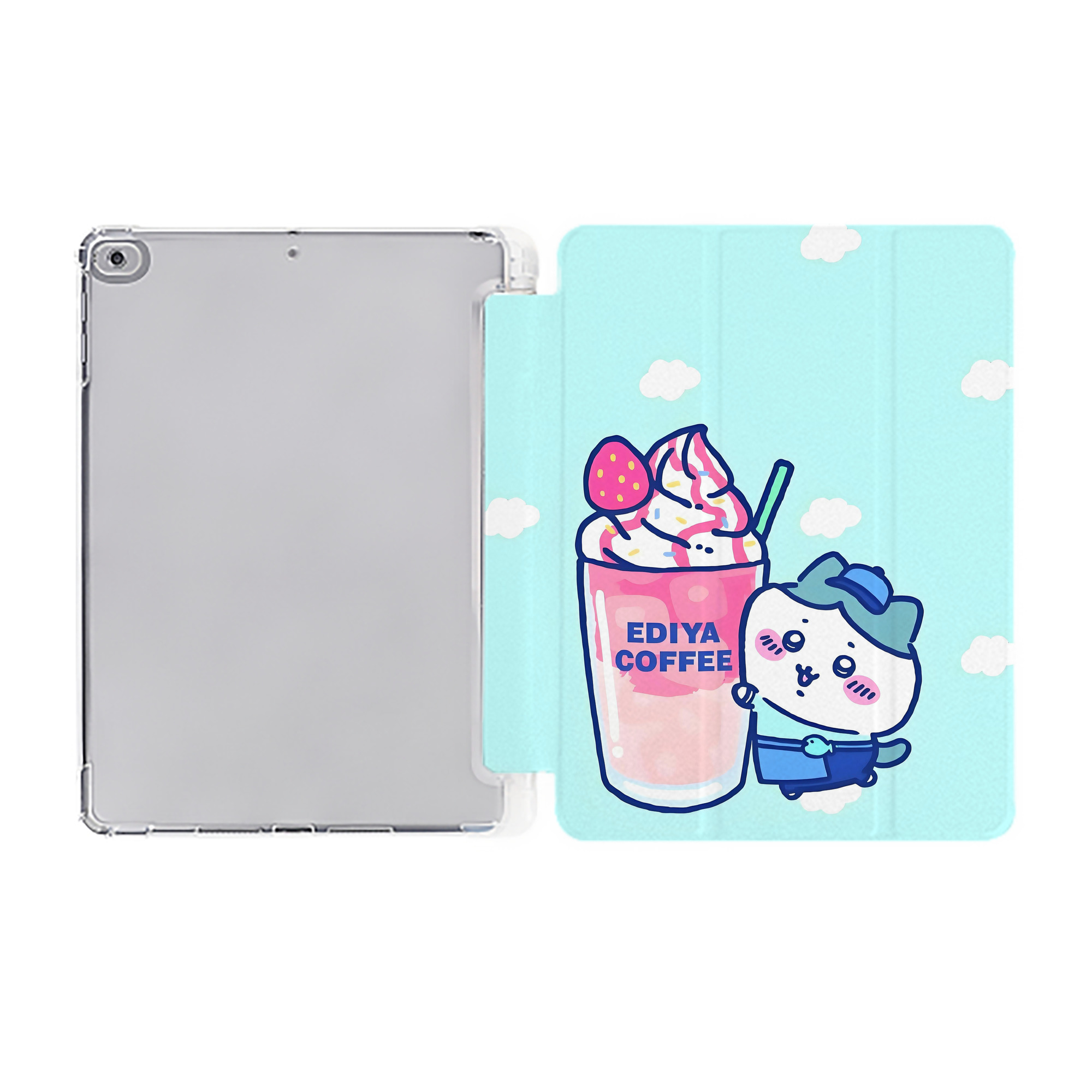 （画像用） ちいかわ Chii-kawa IPad ケース ペン収納付き 三つ折りスタンド PUレザー×シリコン 対応機種9.5/10.5/10.9インチ